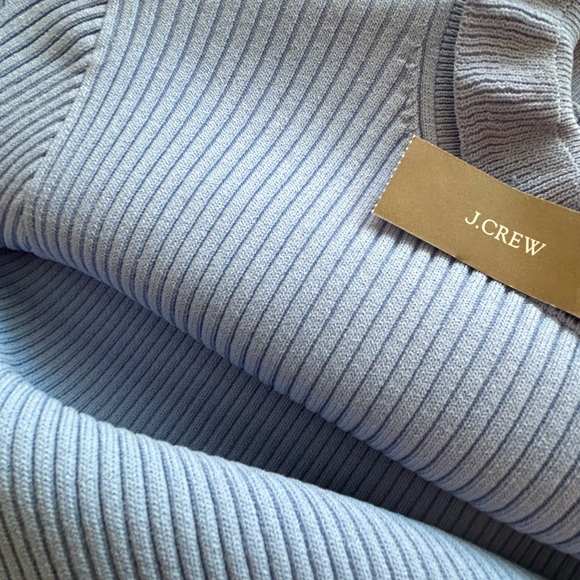 J. Crew Blue Ribbed Sheath Dress Long Sleeve Mock Neck - Picture 11 of 11